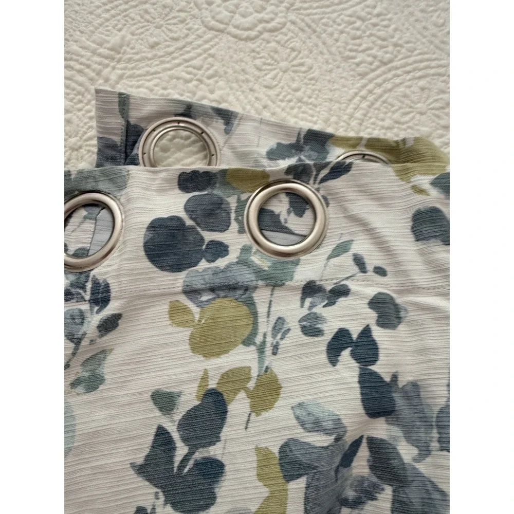 Design Solutions Quinn Medallion Blackout Curtains 50x84 Blue Green Floral Lot 2